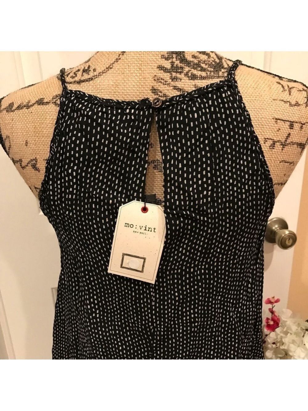 Mo:Vint Black and White Tank Dress with Beaded lining NWT - Picture 5 of 5